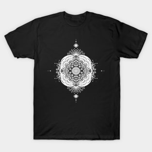 Mandala 1 - White on Black T-Shirt